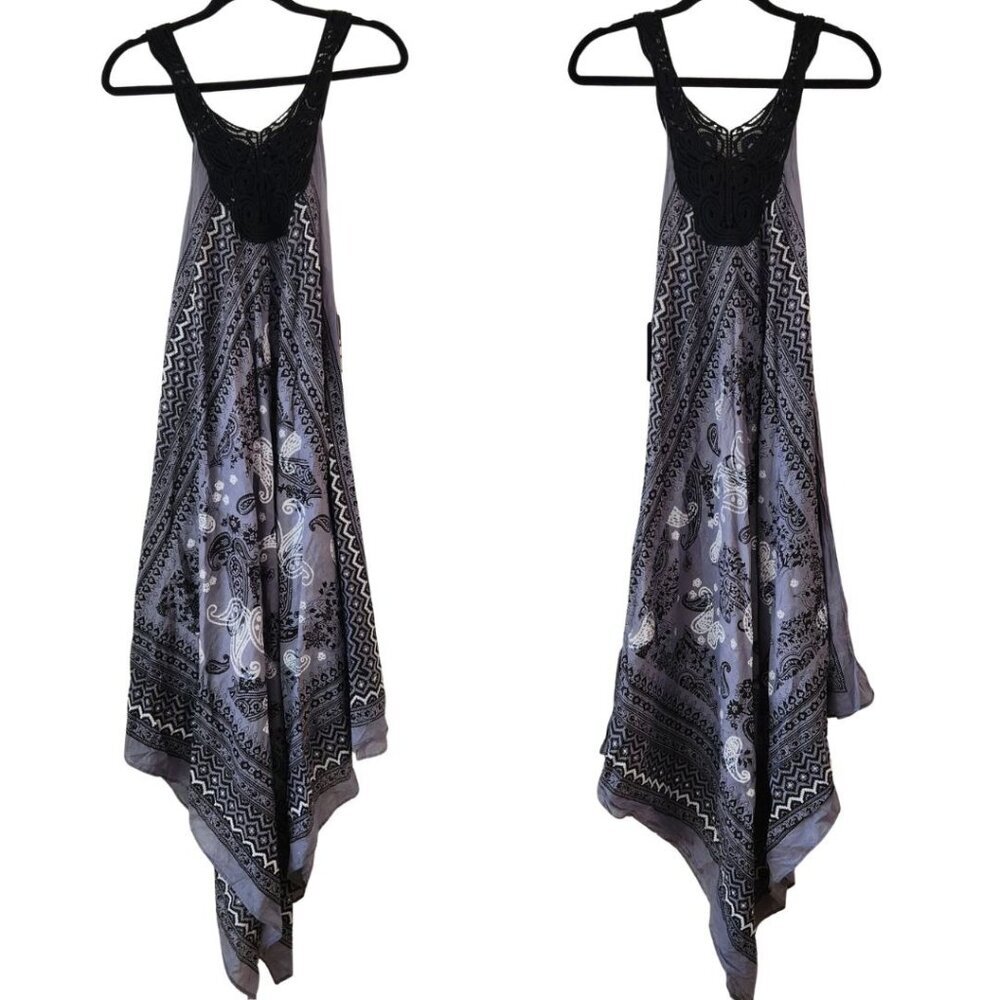 NWT Ingear Grey Bandana Dress Shift Parachute Style Boho Bohemian OS